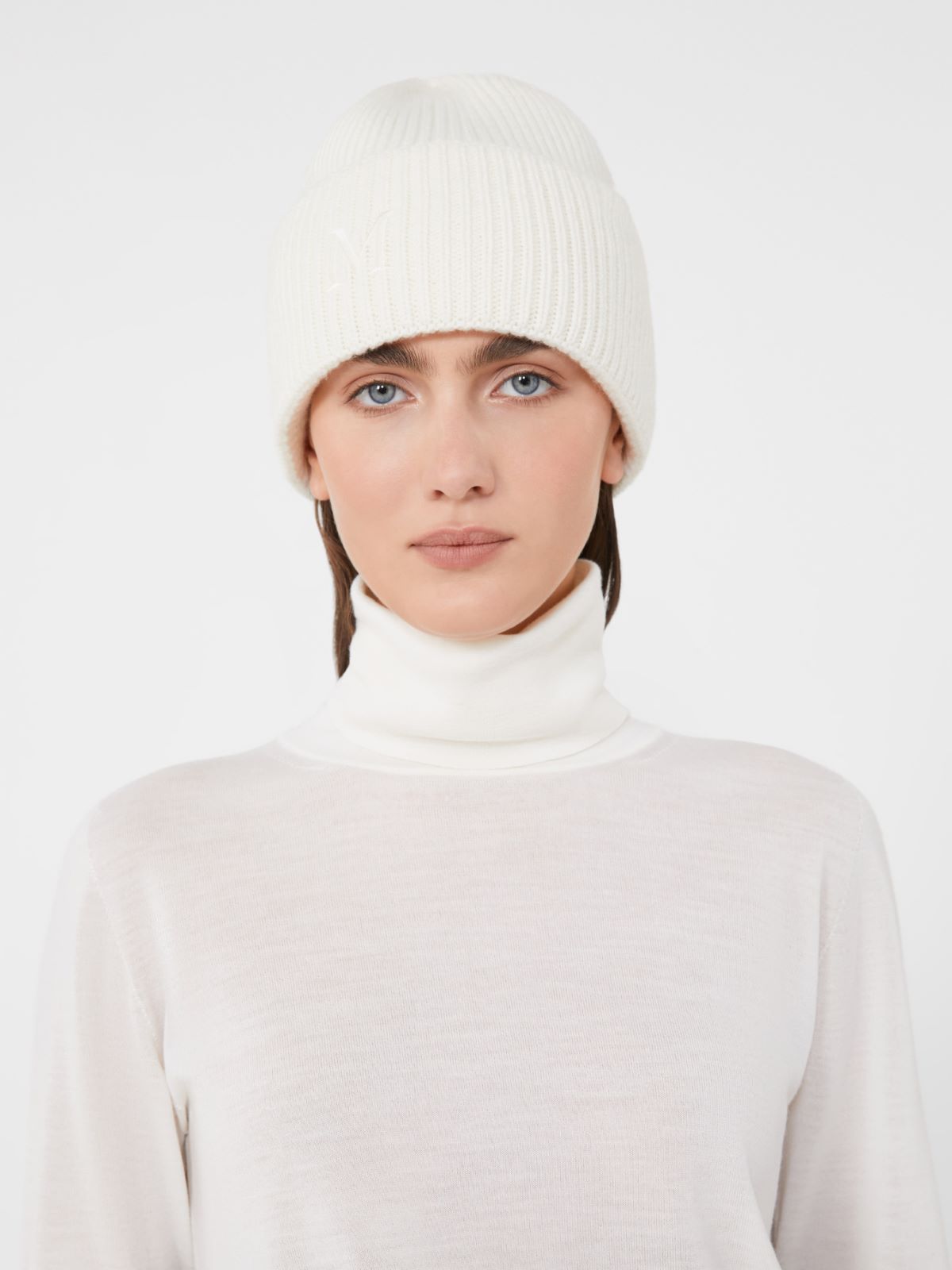 Rib-knit cashmere beanie hat - WHITE - Max Mara