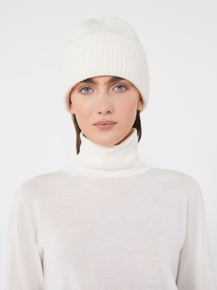 Bonnet en cachemire côtelé - BLANC - Max Mara