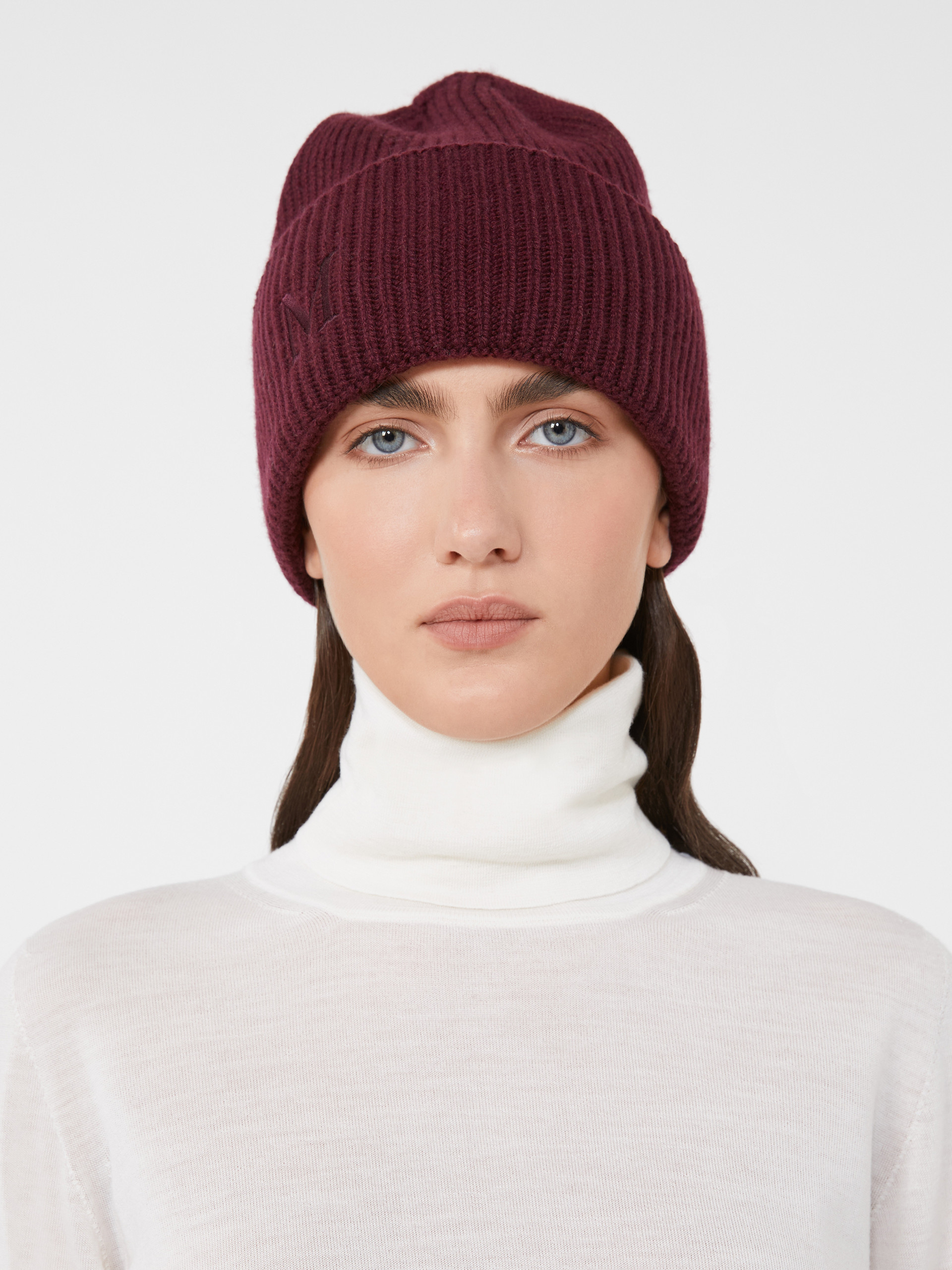 Rib-knit cashmere beanie hat - RED PURPLE - Max Mara - 4