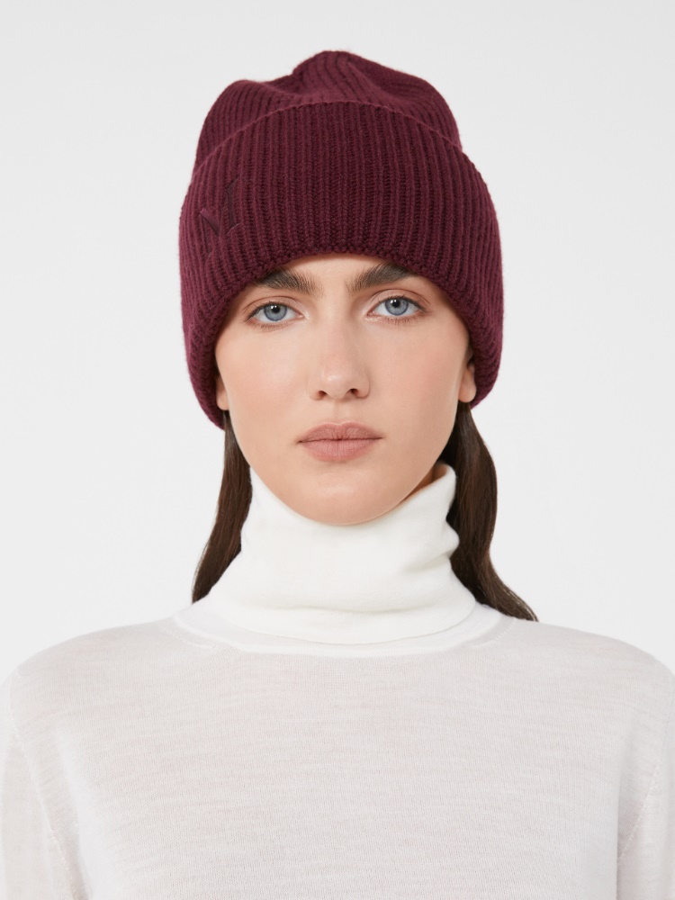 Rib-knit cashmere beanie hat - RED PURPLE - Max Mara