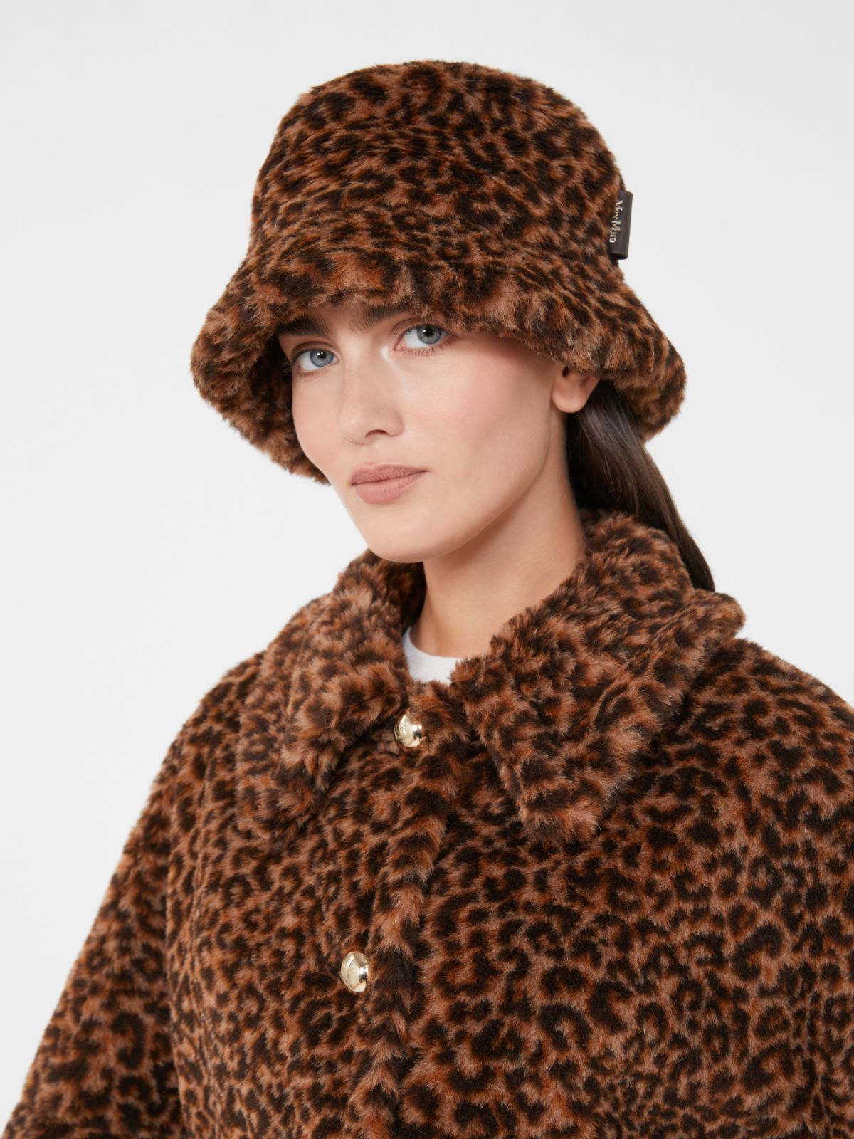 Bucket hat in jacquard-knit alpaca and wool Teddy fabric - BEIGE - Max Mara - 3