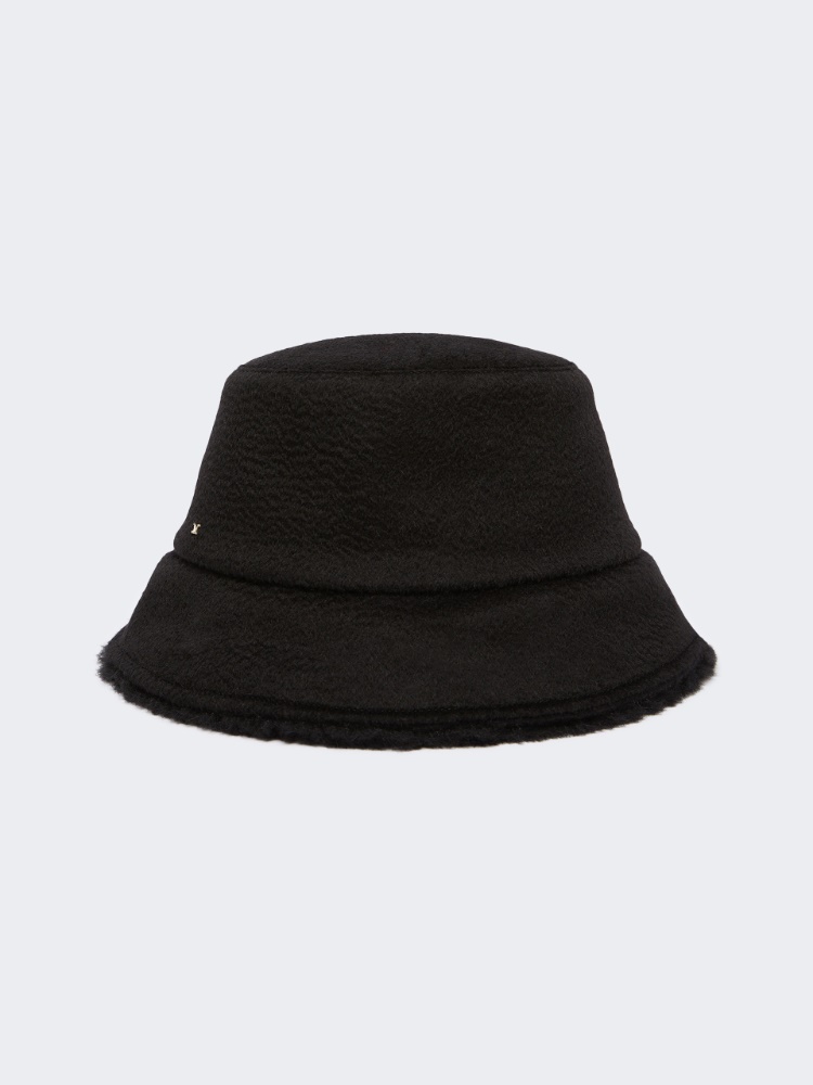 Reversible camel and Teddy fabric cloche hat - BLACK - Max Mara