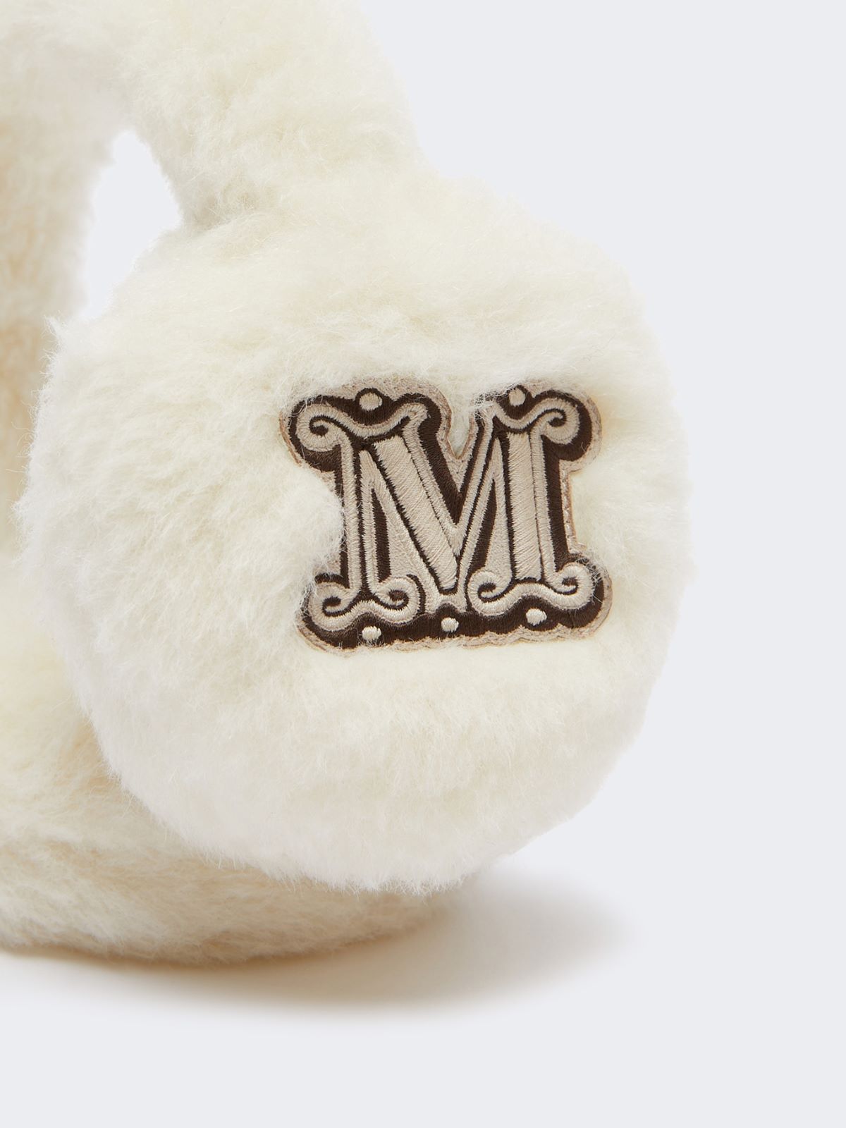 Alpaca and wool Teddy fabric earmuffs - OPTICAL WHITE - Max Mara - 3