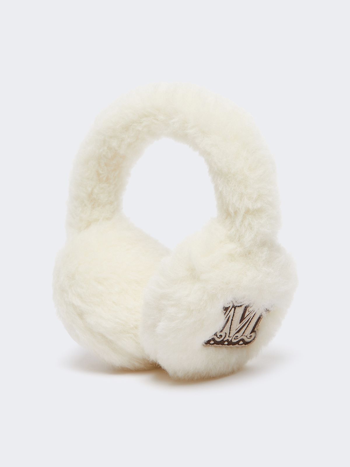 Alpaca and wool Teddy fabric earmuffs - OPTICAL WHITE - Max Mara