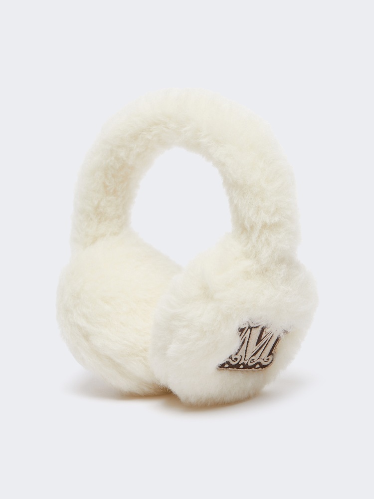 Alpaca and wool Teddy fabric earmuffs - OPTICAL WHITE - Max Mara