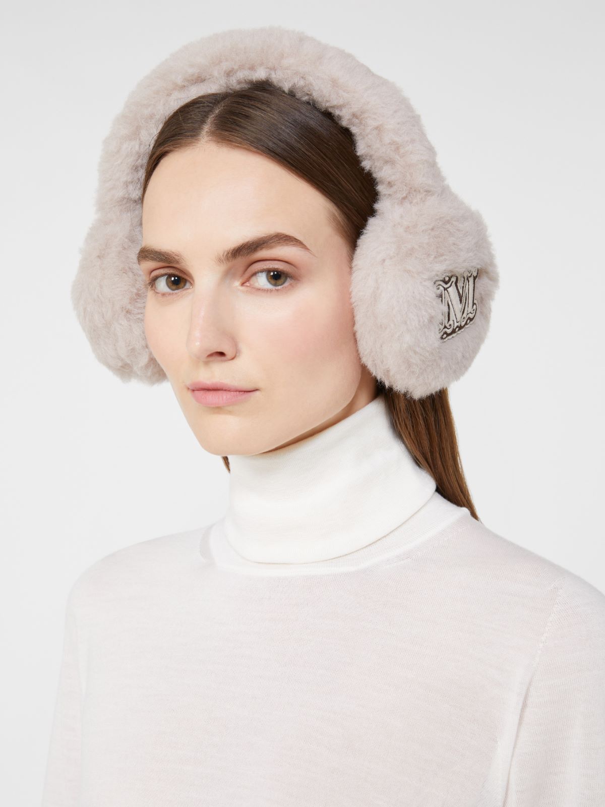 Alpaca and wool Teddy fabric earmuffs - BEIGE - Max Mara