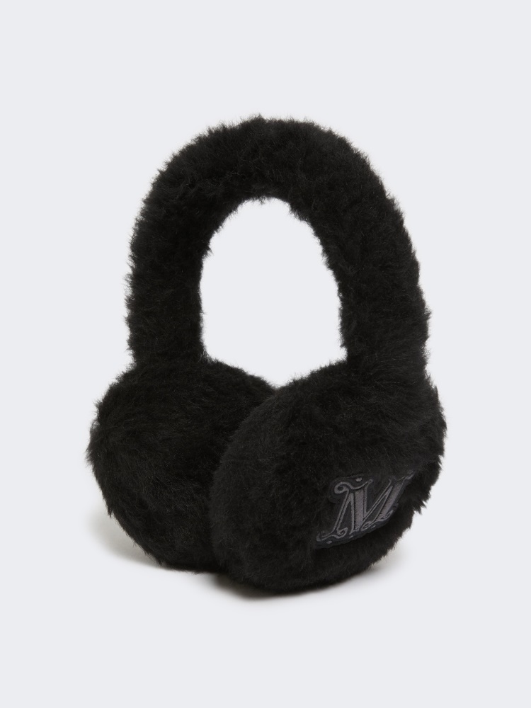 Alpaca and wool Teddy fabric earmuffs - BLACK - Max Mara