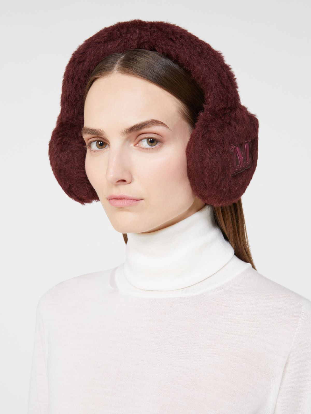 Alpaca and wool Teddy fabric earmuffs - RED PURPLE - Max Mara - 9