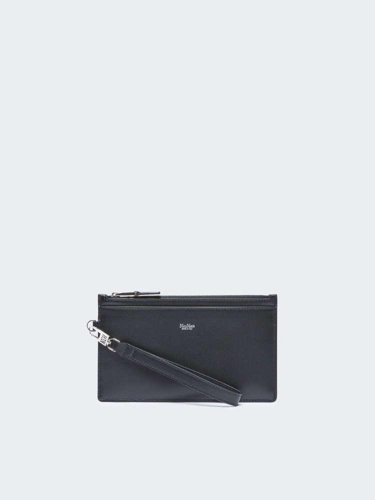 Reißverschlusstasche aus Leder mit Handschlaufe - SCHWARZ - Max Mara