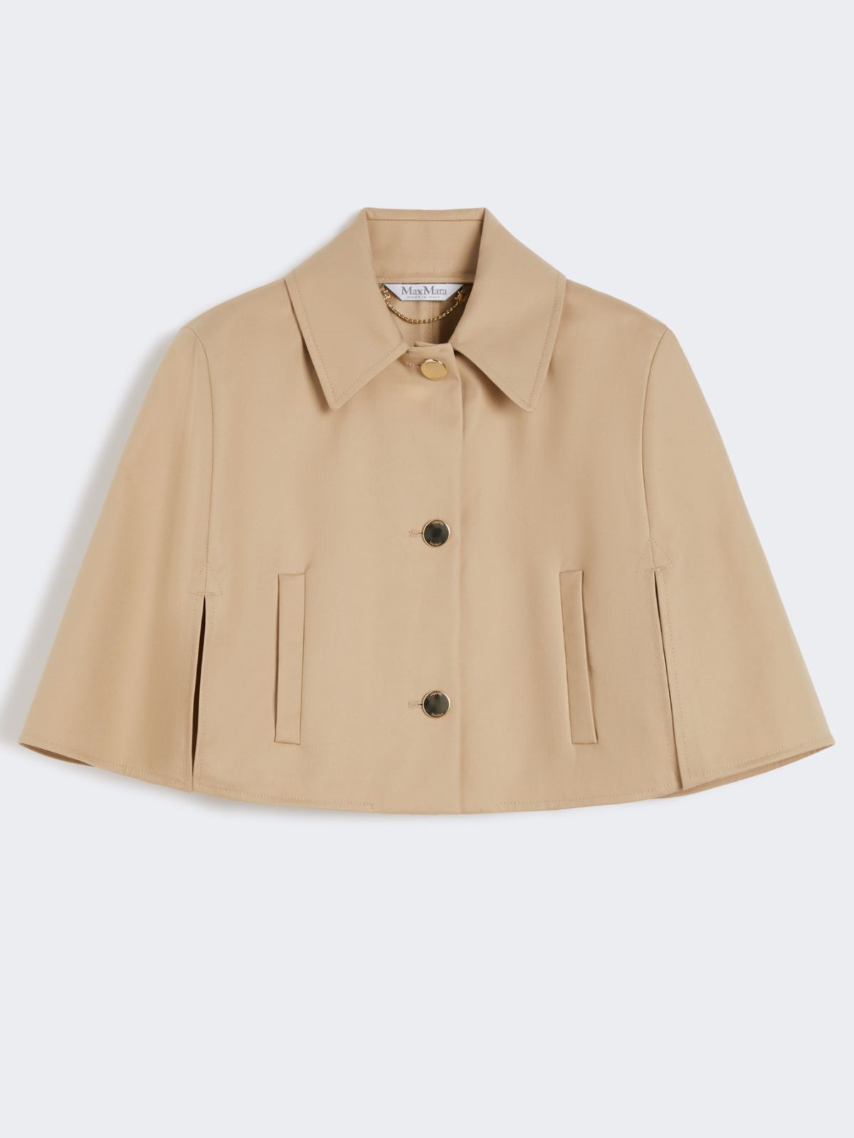 Cropped water-repellent cotton cloak - SAND - Max Mara - 9