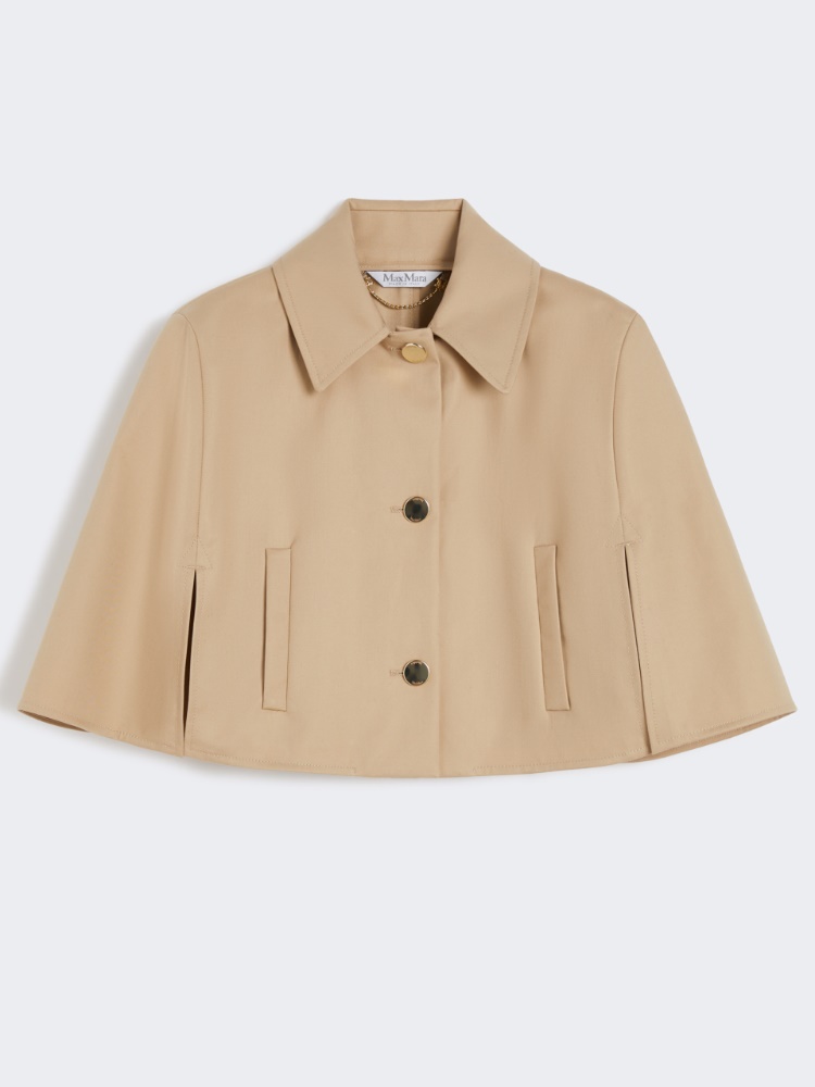 Cropped water-repellent cotton cloak - SAND - Max Mara