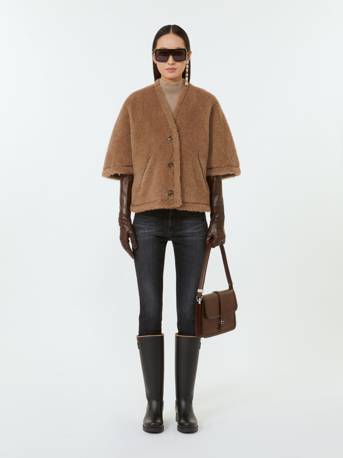 Alpaca and cashmere Teddy cape - BRONZE - Max Mara