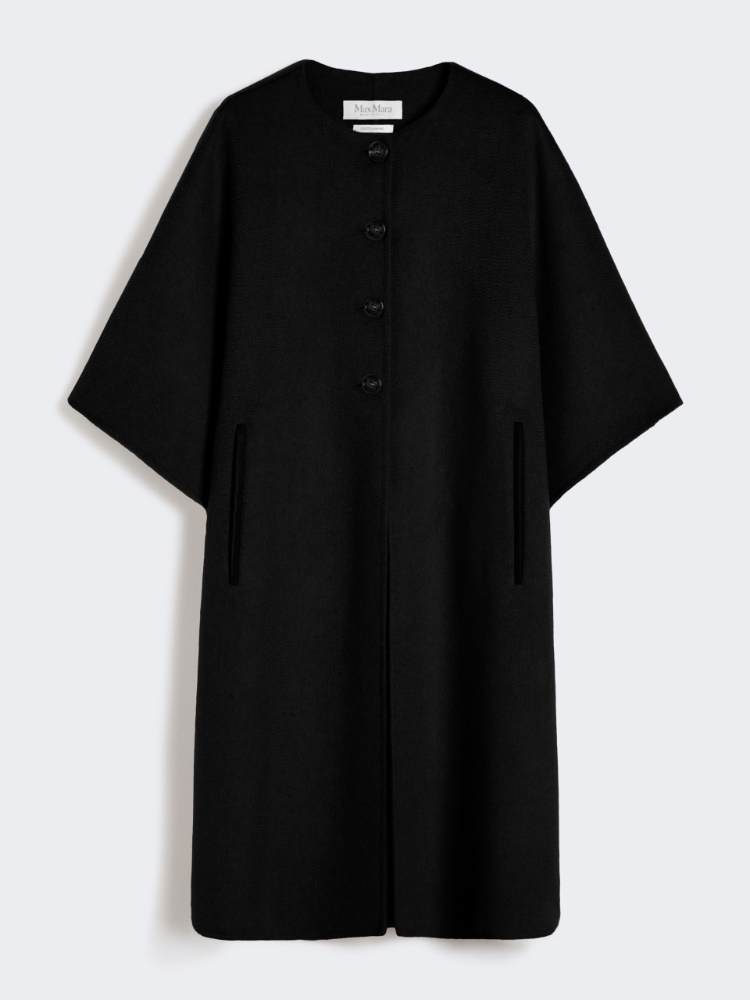 Long cape in cashmere drap, black | 