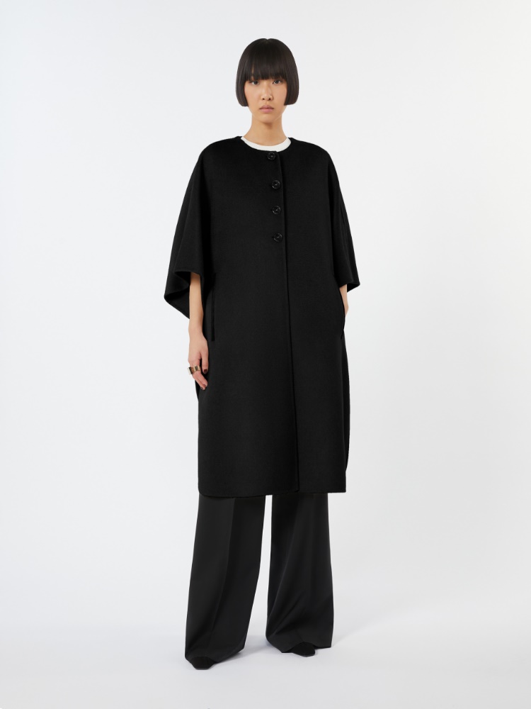 Długa peleryna z sukna kaszmirowego - CZARNY - Max Mara - 2