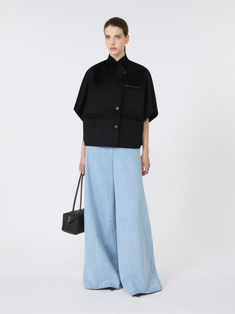 Long cropped cape in cashmere drap - BLACK - Max Mara - 2