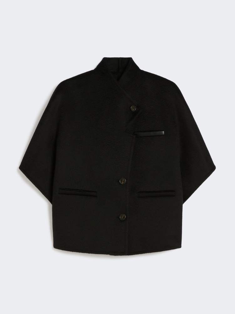 Long cropped cape in cashmere drap - BLACK - Max Mara