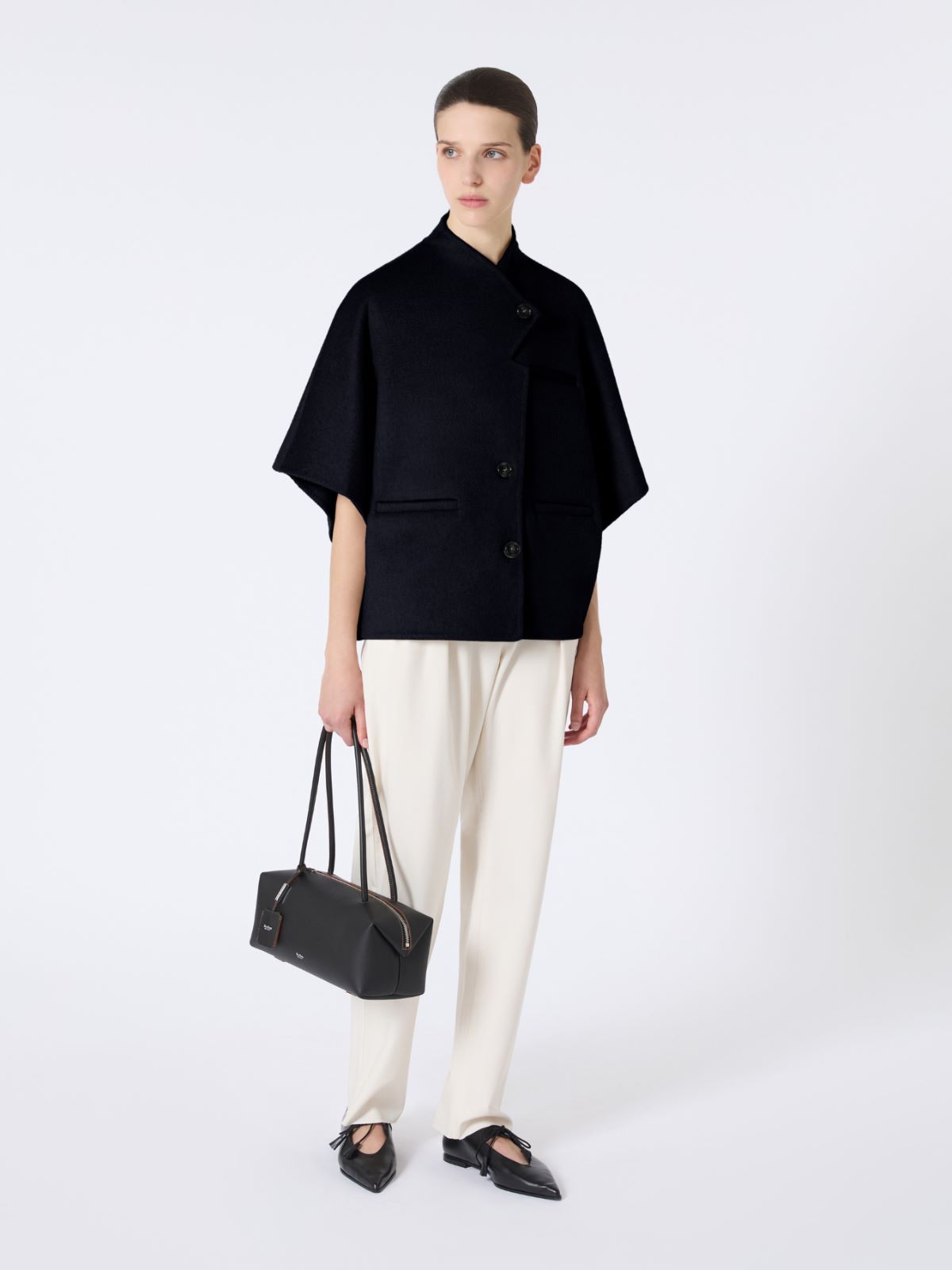 Long cropped cape in cashmere drap - ULTRAMARINE - Max Mara