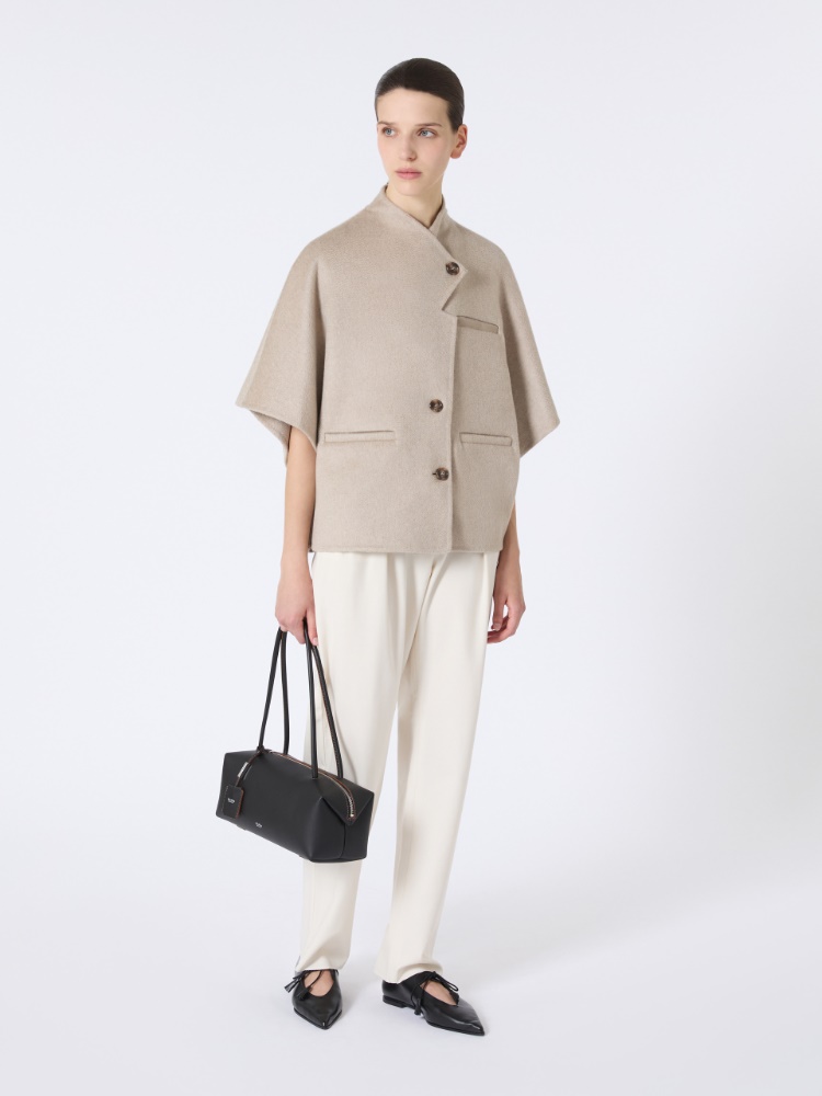 Krótka peleryna z sukna kaszmirowego - PIASKOWY - Max Mara - 2