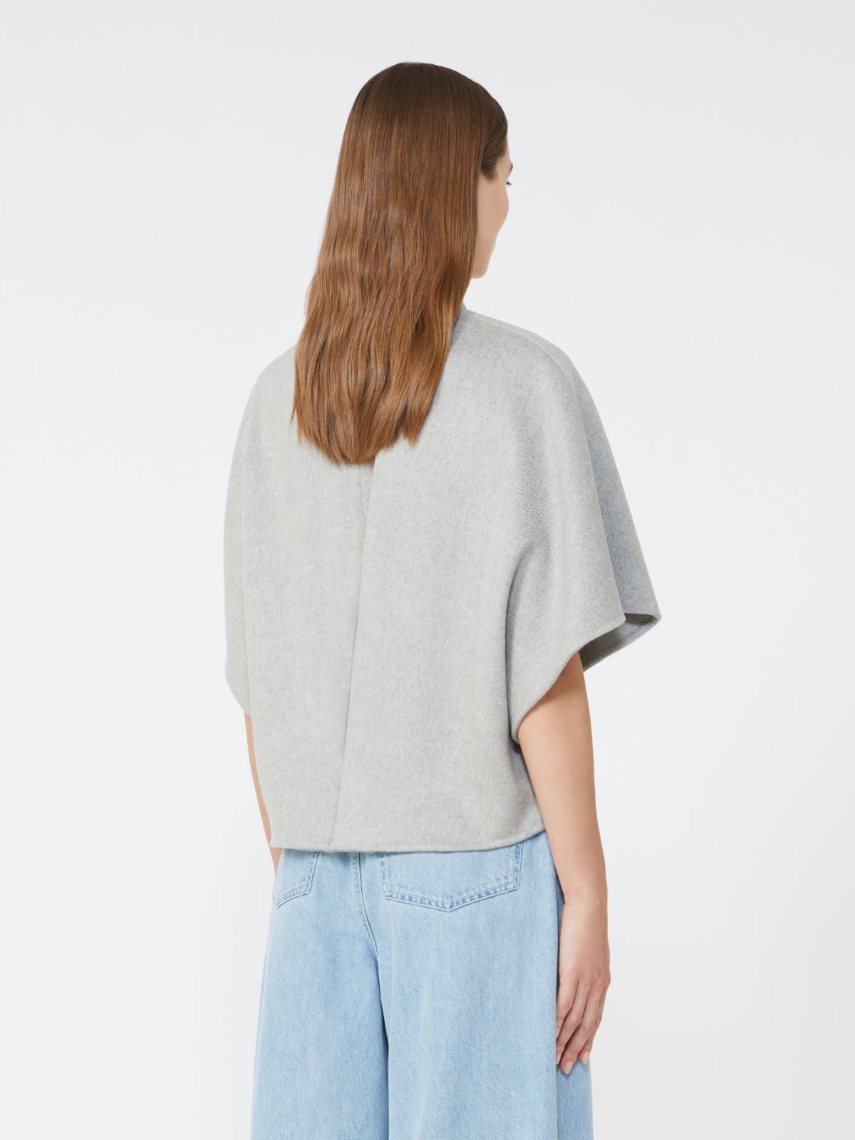 Long cropped cape in cashmere drap - MEDIUM GREY - Max Mara - 3