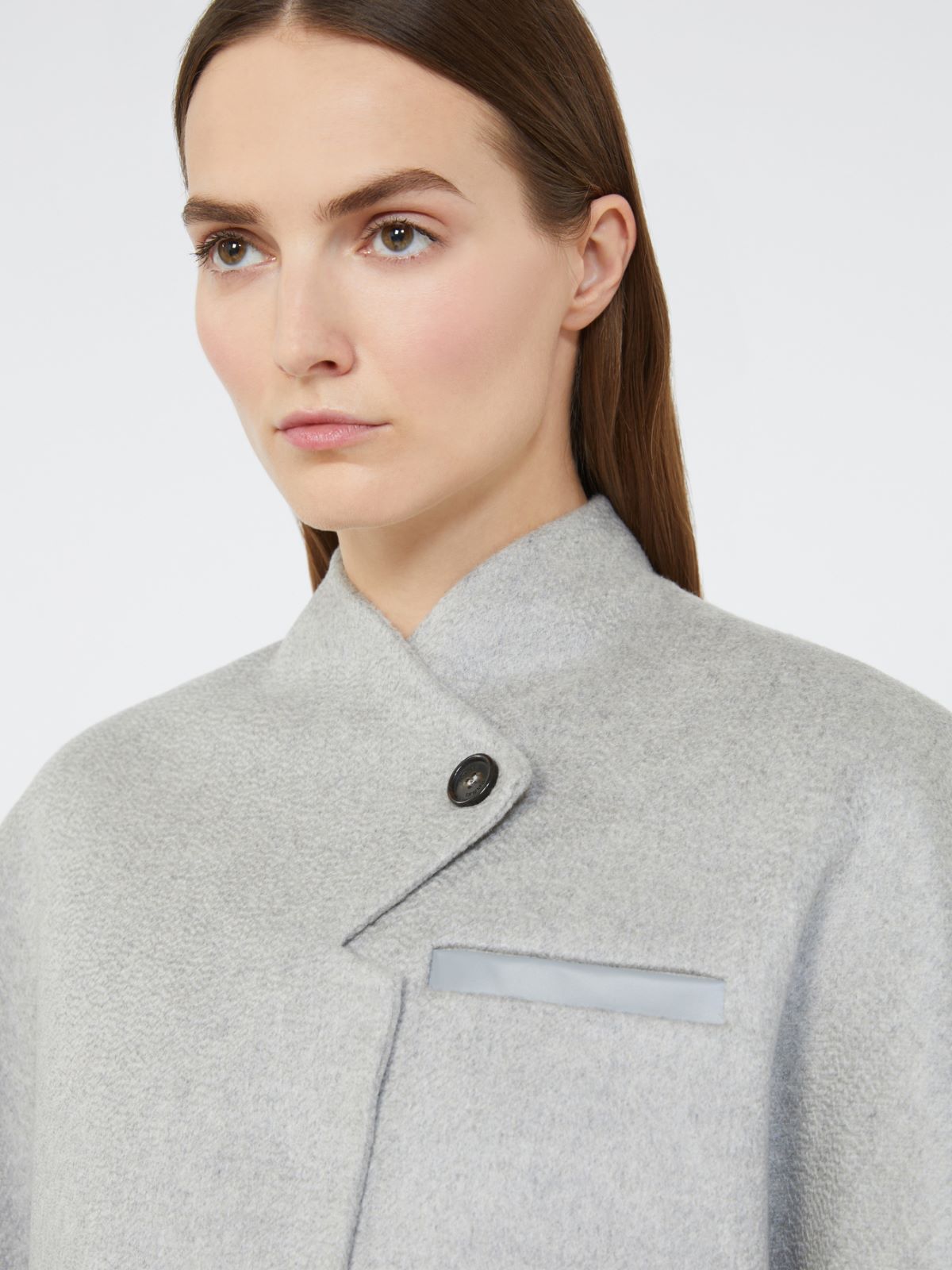Long cropped cape in cashmere drap - MEDIUM GREY - Max Mara - 4