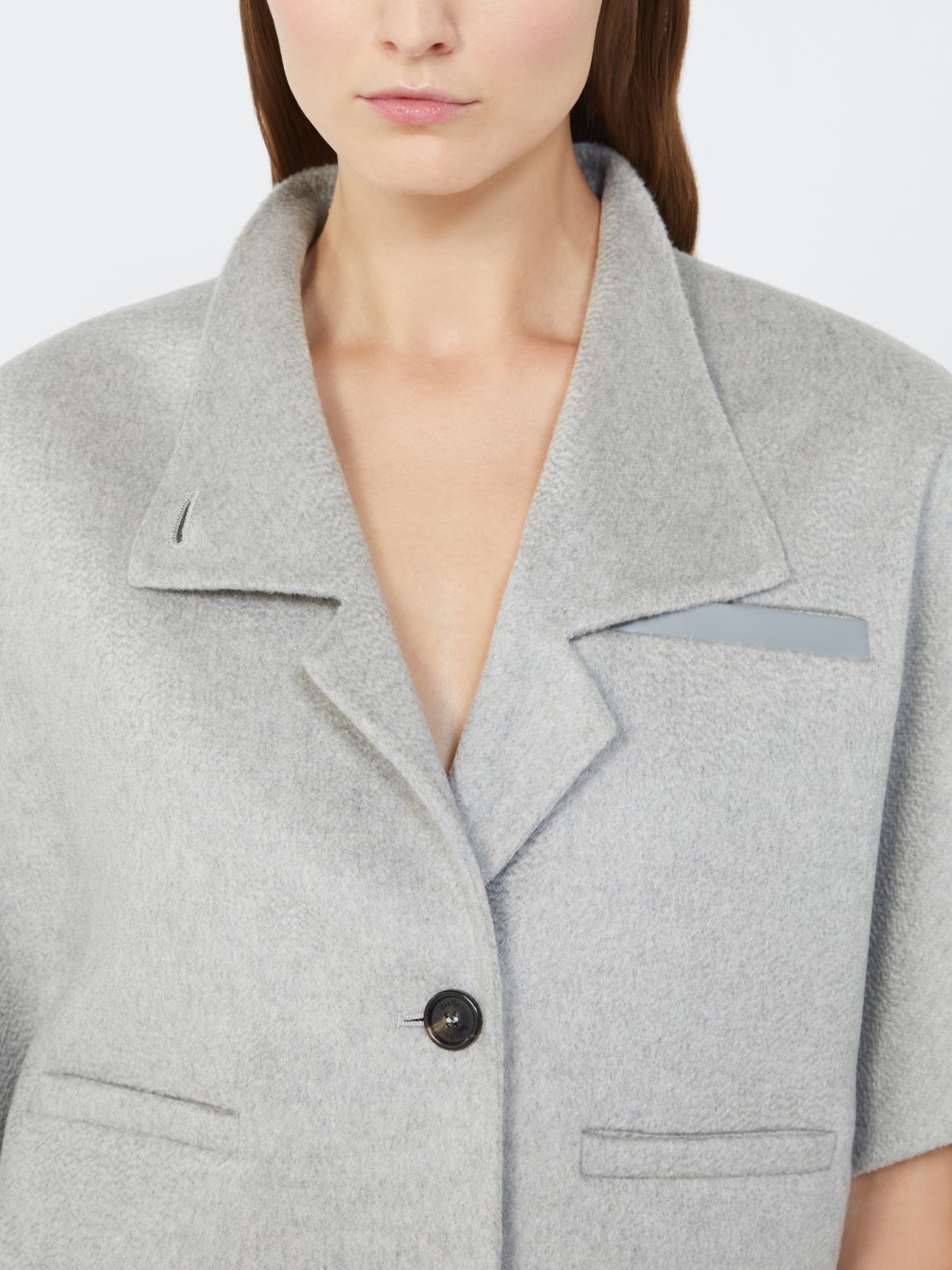 Long cropped cape in cashmere drap - MEDIUM GREY - Max Mara - 5
