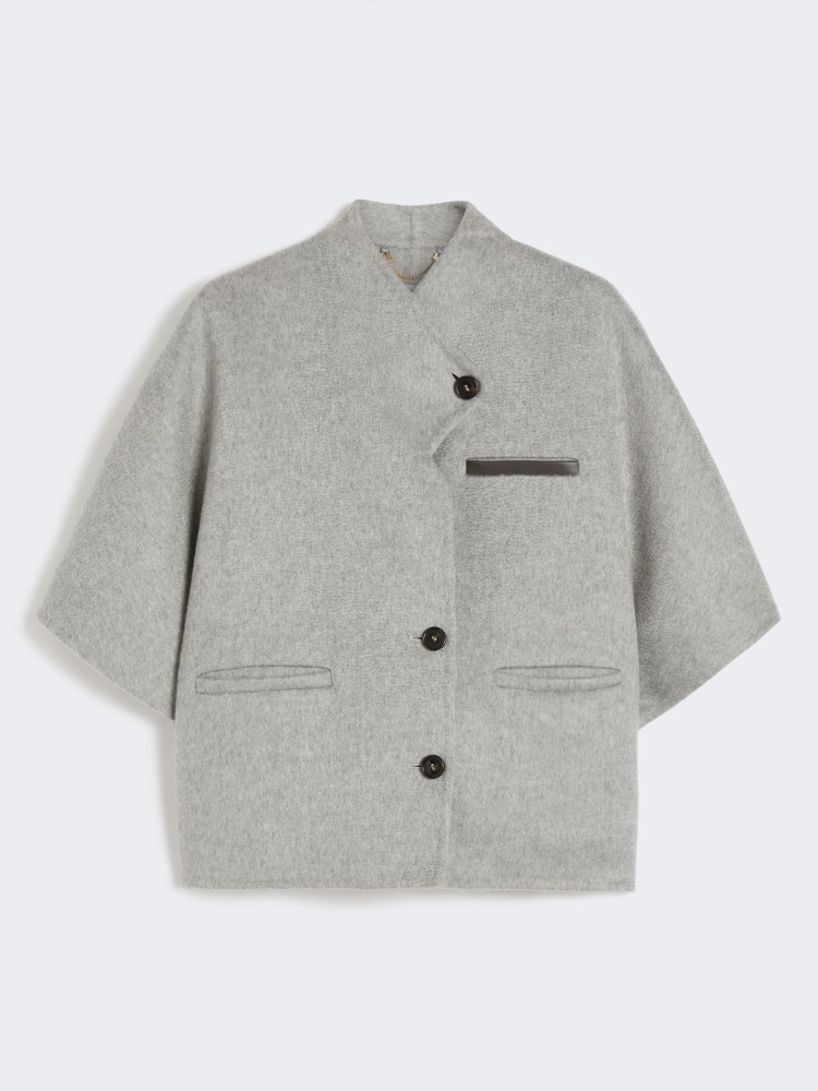Long cropped cape in cashmere drap - MEDIUM GREY - Max Mara