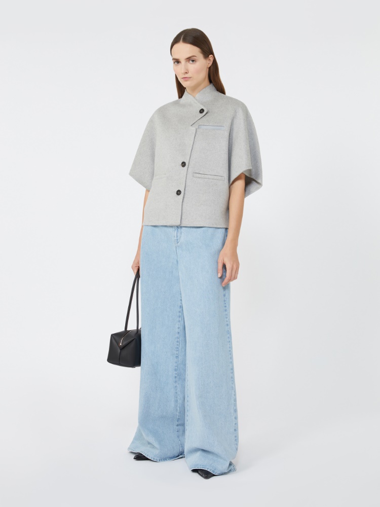 Long cropped cape in cashmere drap - MEDIUM GREY - Max Mara