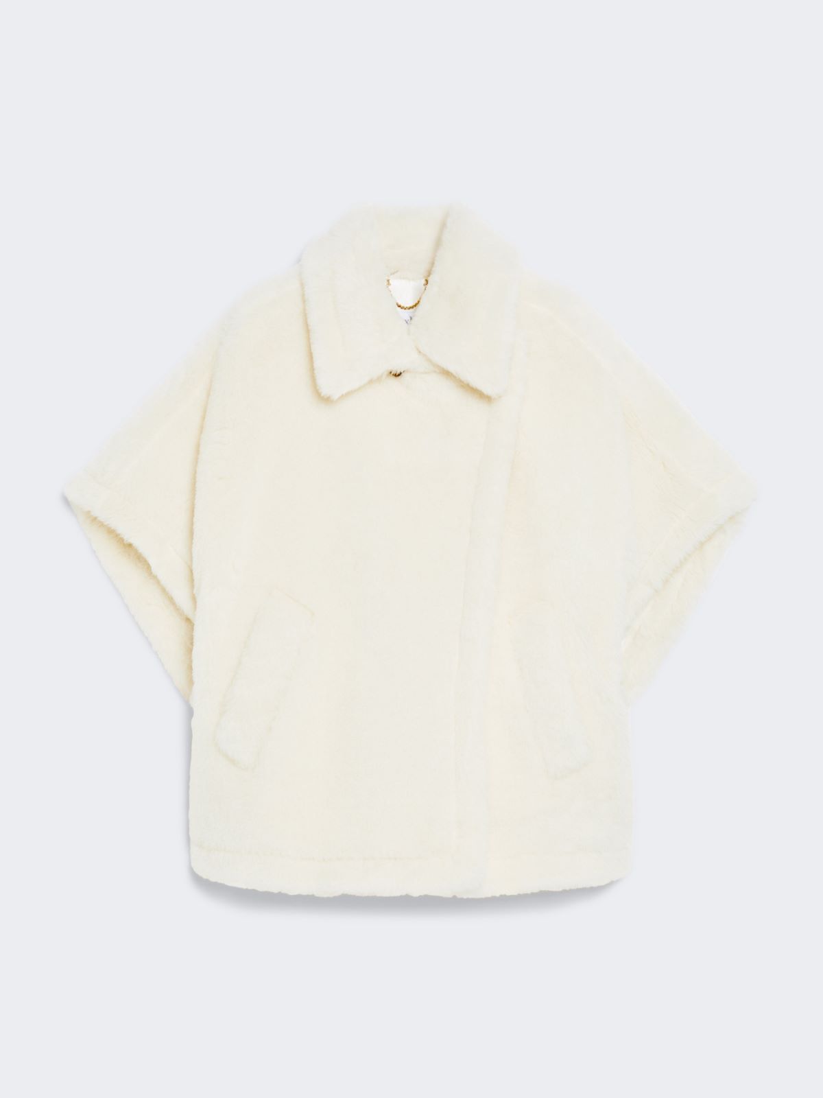 Cape in alpaca and wool Teddy fabric - OPTICAL WHITE - Max Mara - 9