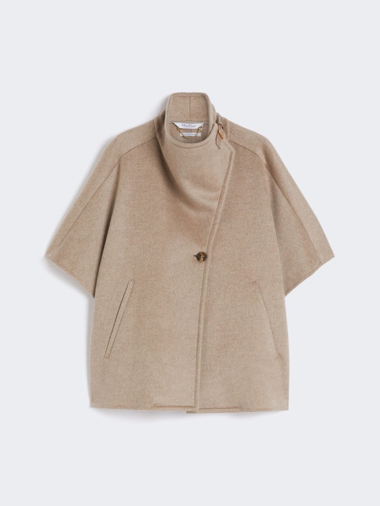 Lightweight cashmere broadcloth cape, beige | 