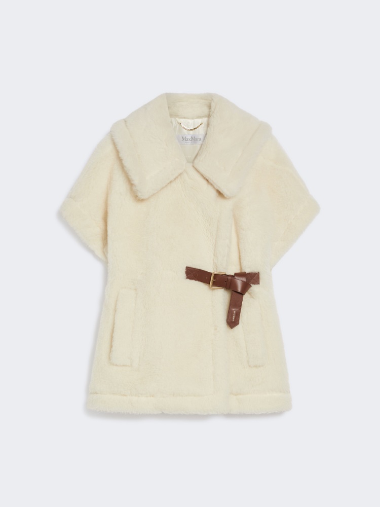 Cape in alpaca and wool Teddy fabric - OPTICAL WHITE - Max Mara