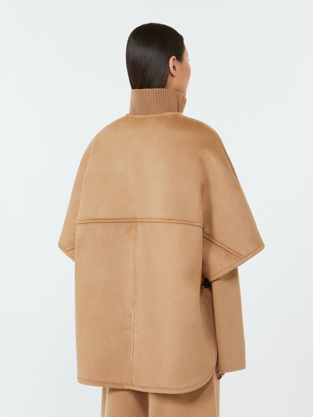 Camel teddy and suede effect fabric cape - CAMEL - Max Mara - 5