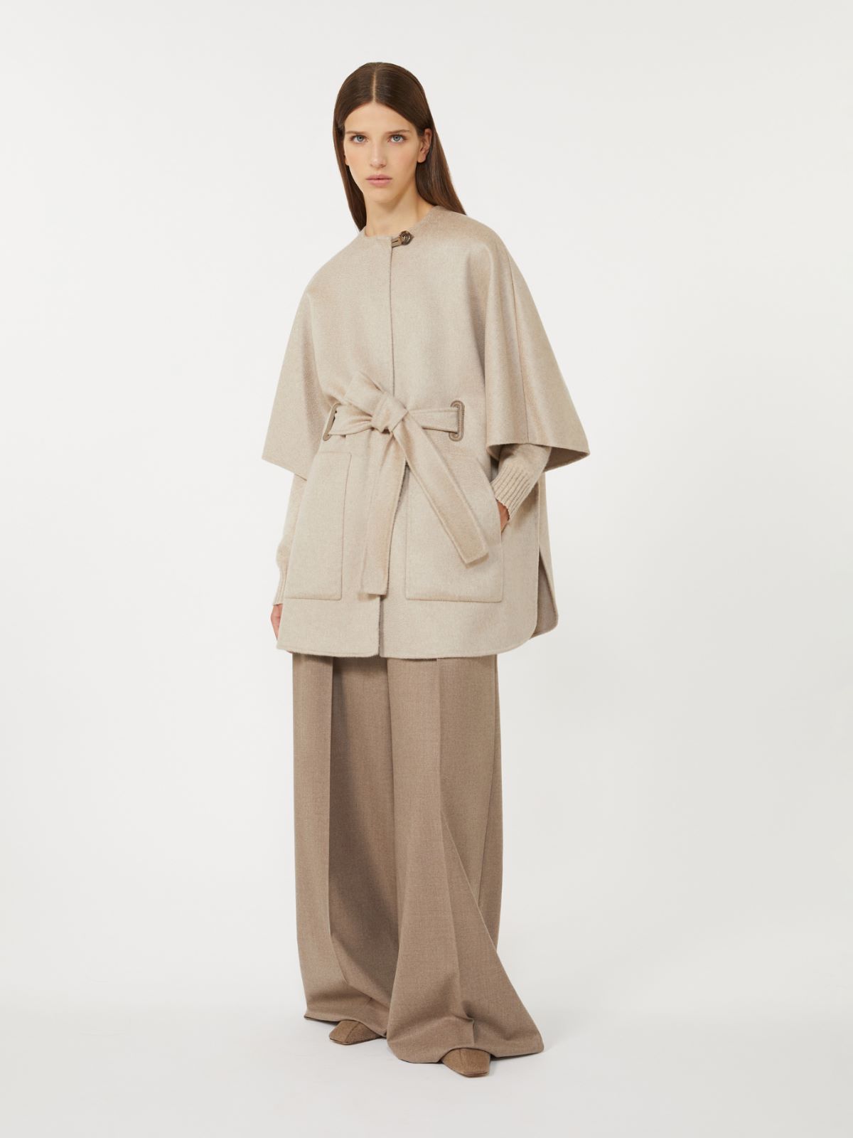 Cashmere cape with belt - BEIGE - Max Mara