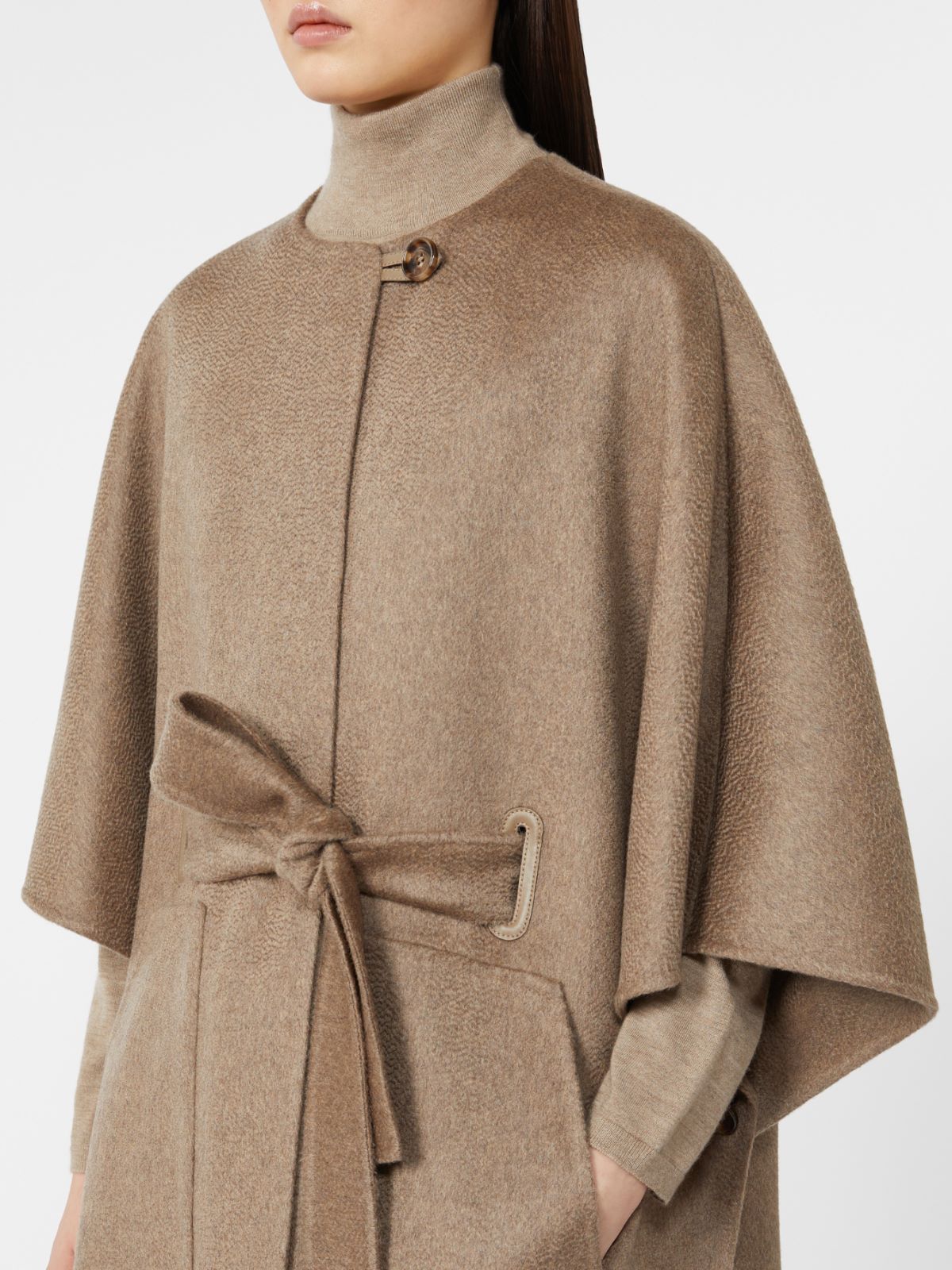 Cashmere cape with belt - BROWN - Max Mara - 4