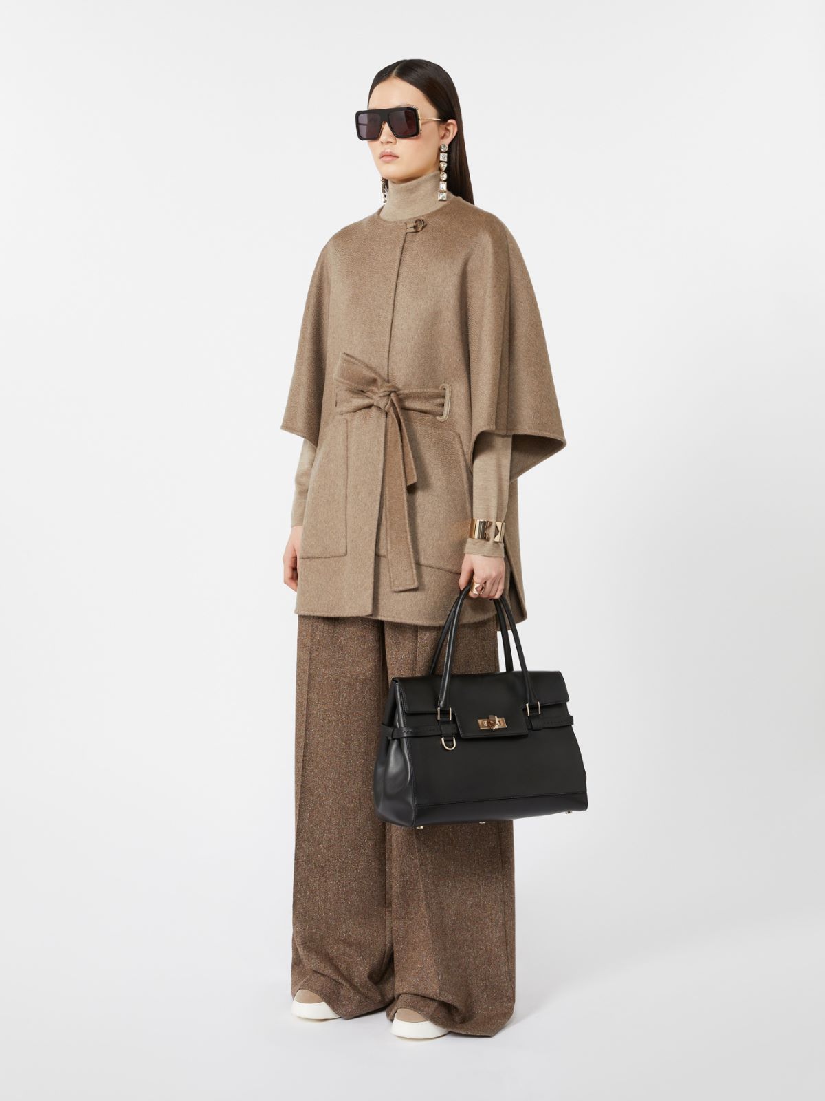 Cashmere cape with belt - BROWN - Max Mara