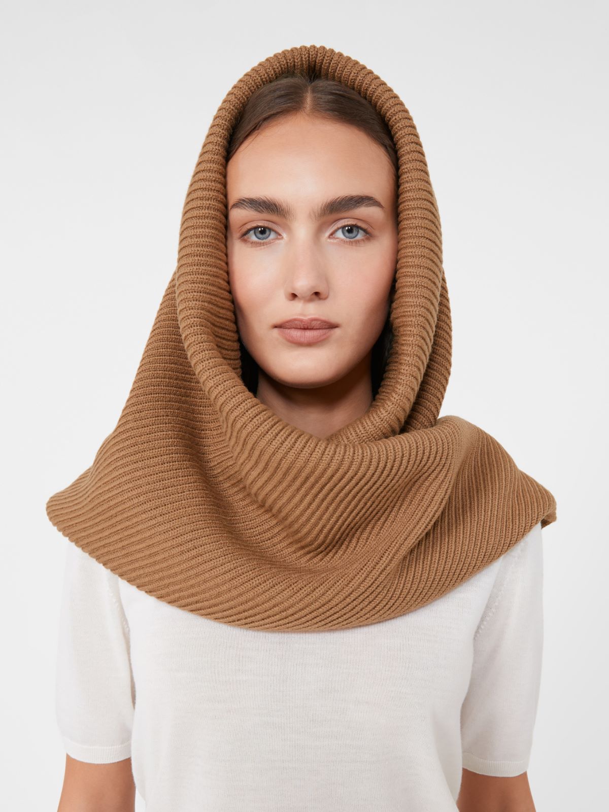 Wool yarn maxi shawl - CAMEL - Max Mara - 5