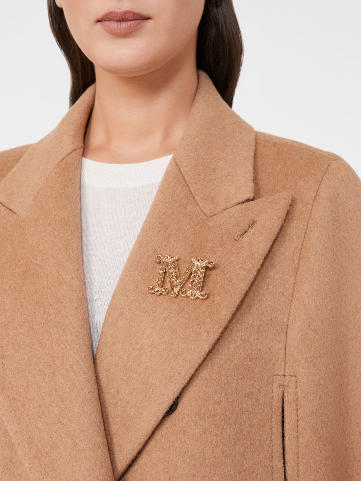 Crystal-adorned Monogram brooch - MUSTARD - Max Mara