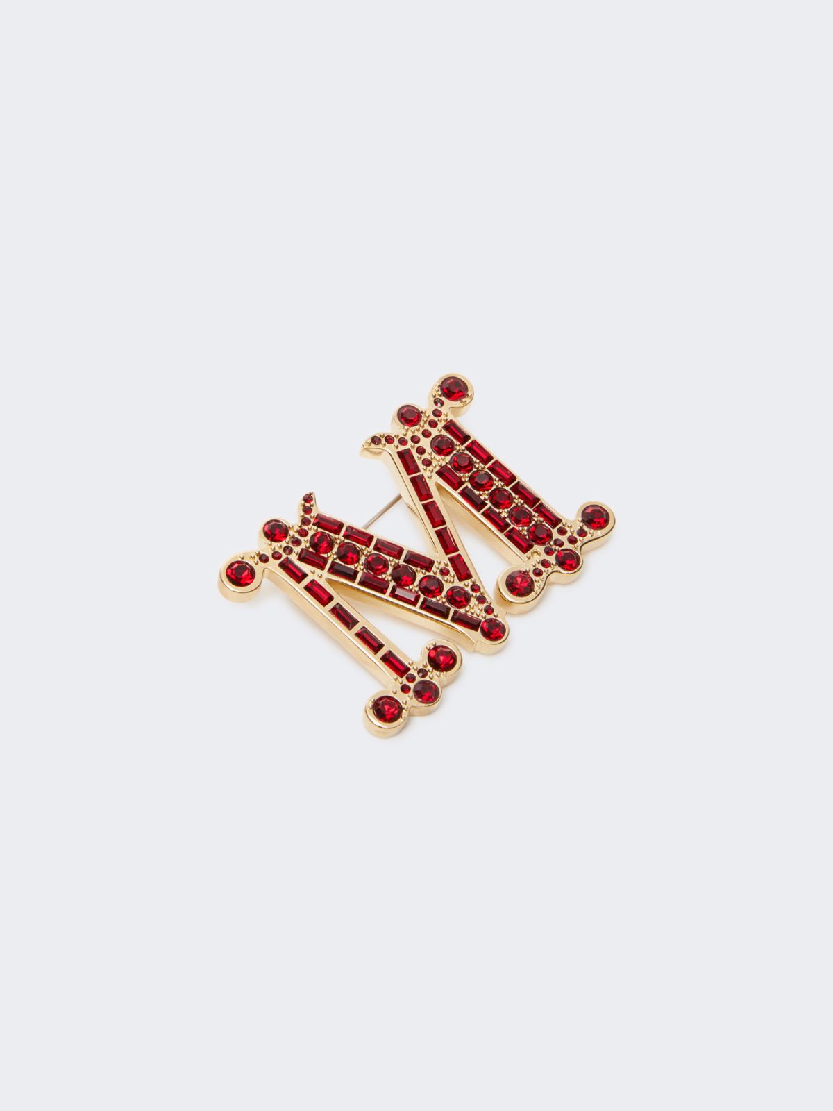 Monogrammbrosche mit Kristallen - ROT - Max Mara - 3