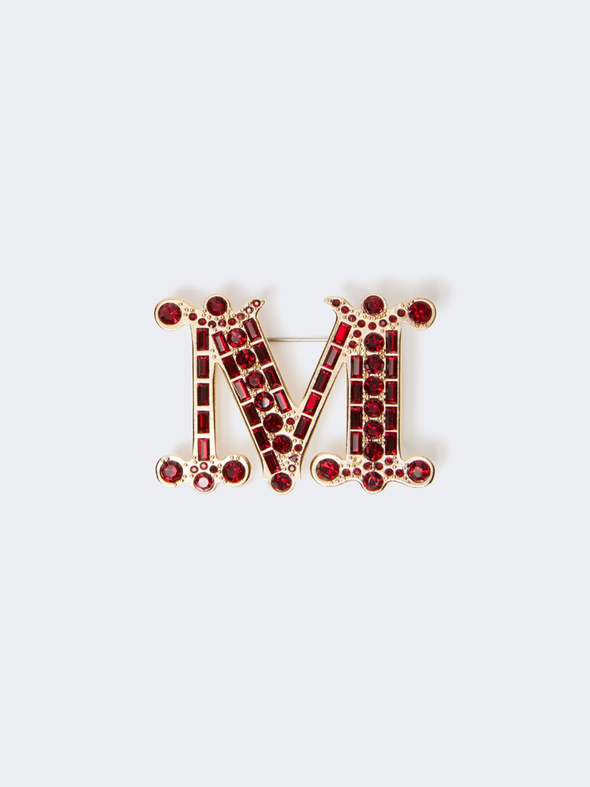 Crystal-adorned Monogram brooch - RED - Max Mara - 6