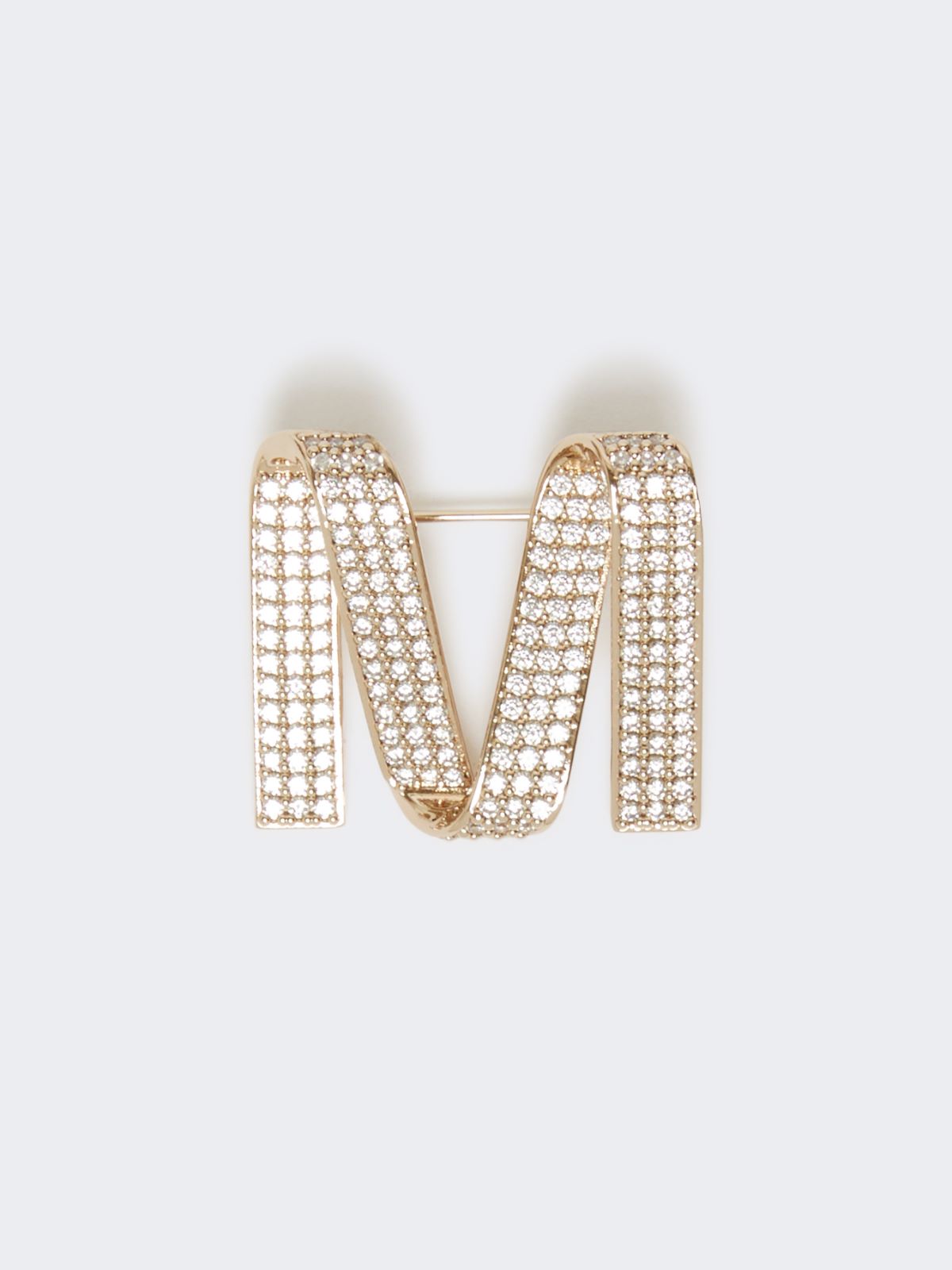 Rhinestone M-shaped brooch - BRONZE - Max Mara - 8