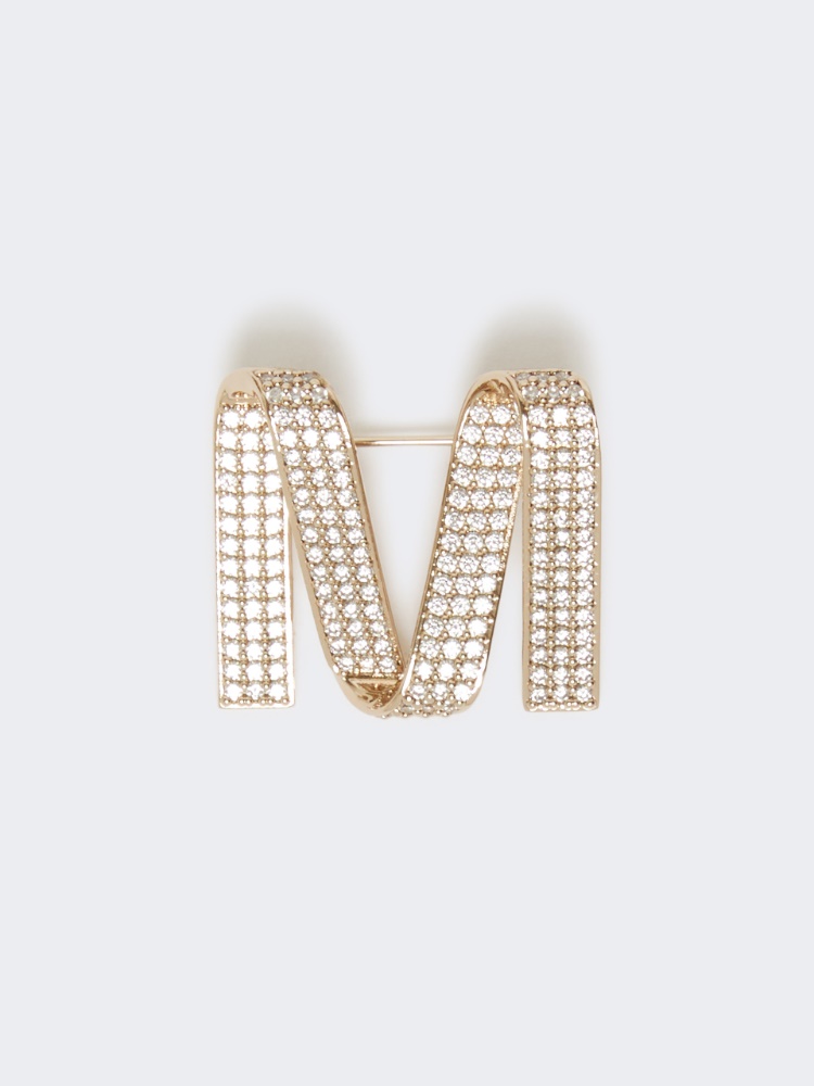 Rhinestone M-shaped brooch - BRONZE - Max Mara