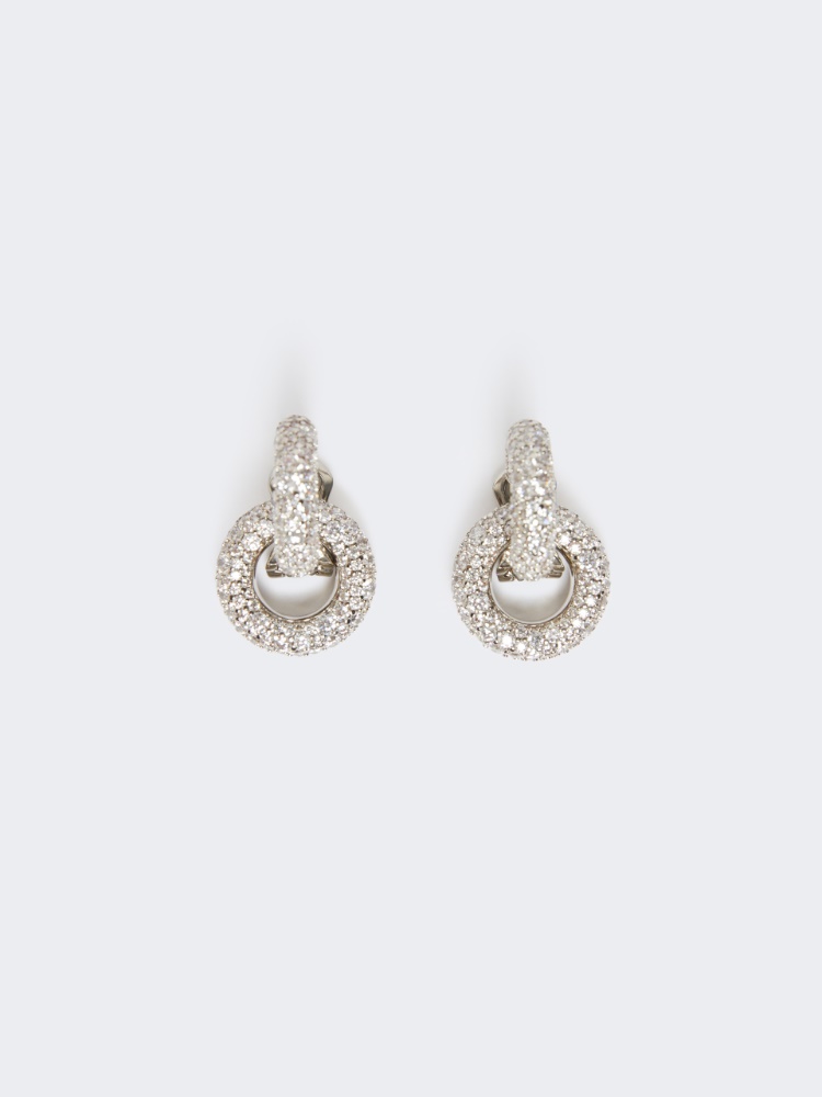 Hoop earrings with rhinestones - SILVER - Max Mara