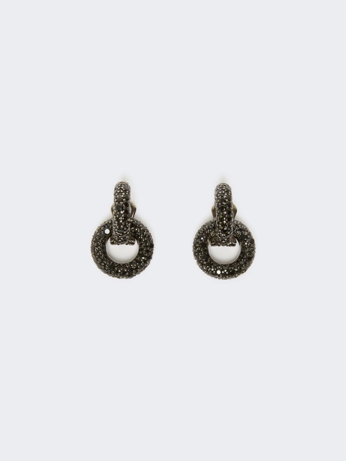 Hoop earrings with rhinestones - BLACK - Max Mara - 8