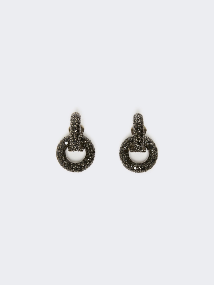 Hoop earrings with rhinestones - BLACK - Max Mara