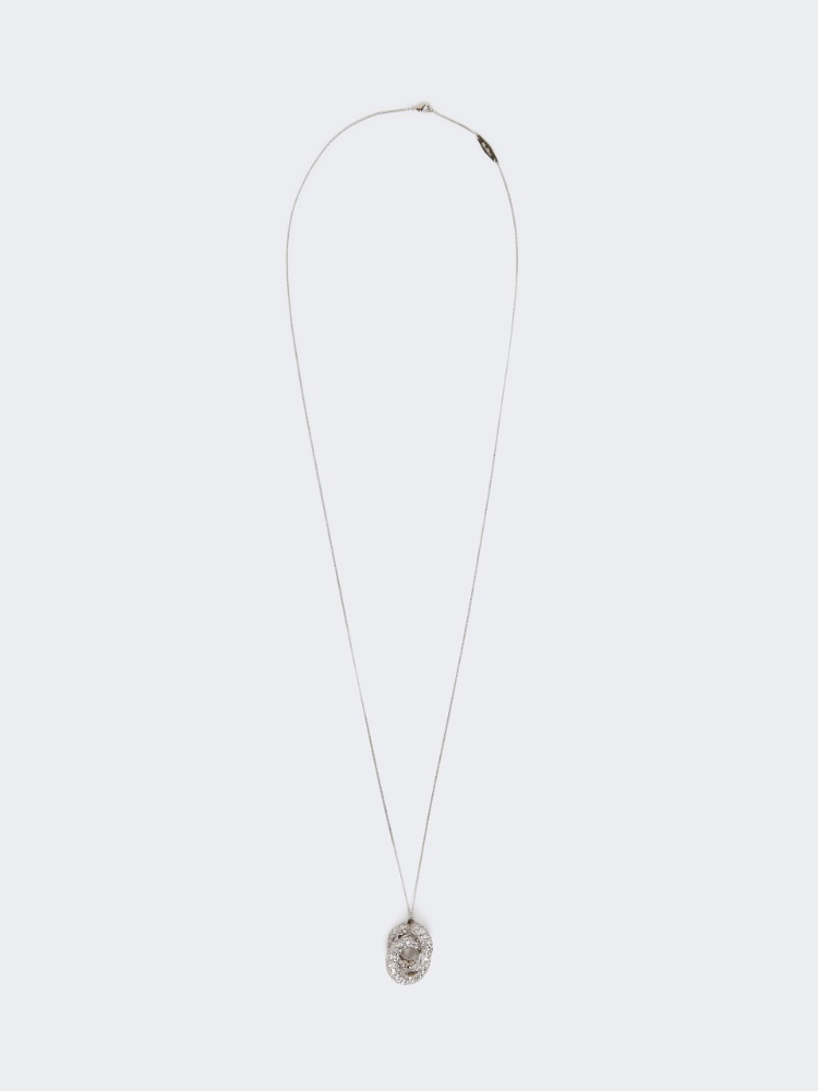 Necklace with rhinestone pendant - SILVER - Max Mara