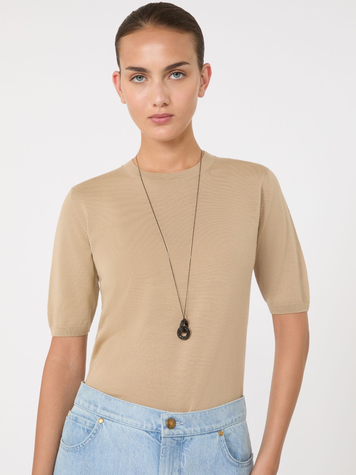 Necklace with rhinestone pendant - BLACK - Max Mara - 8