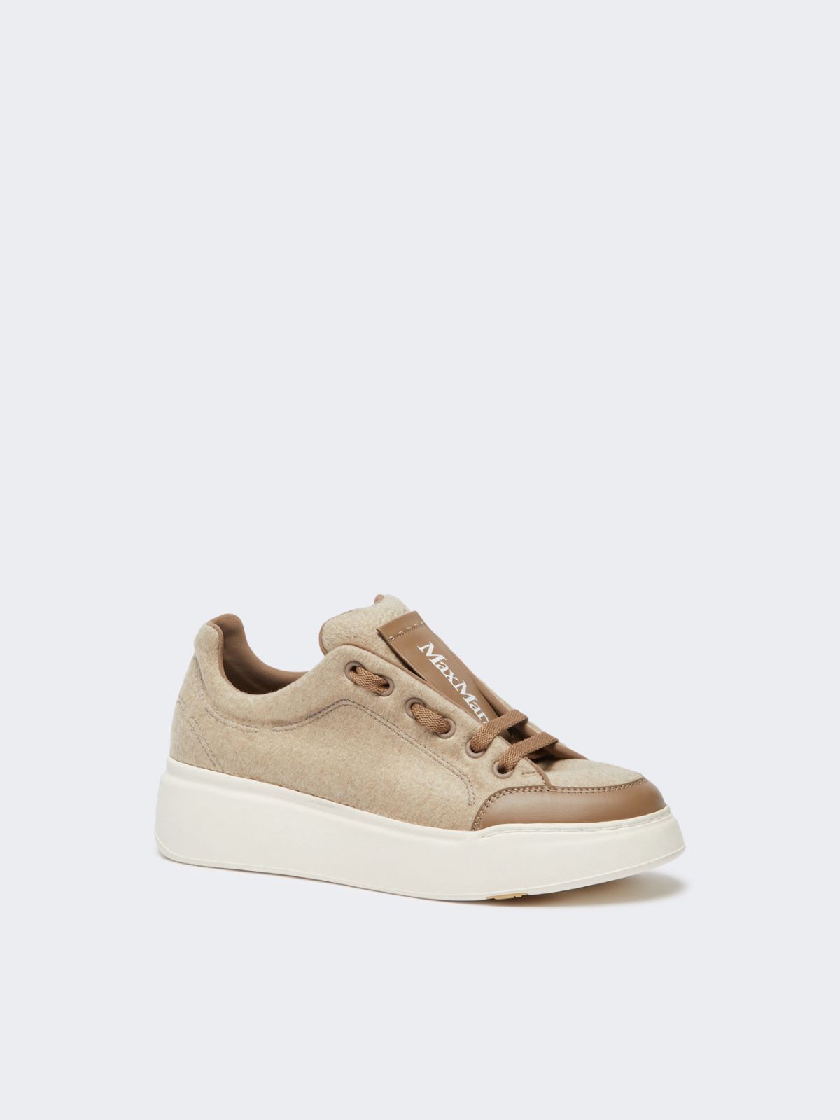 Sneakersy z hydrofobowego kaszmiru - BEŻOWY - Max Mara - 3