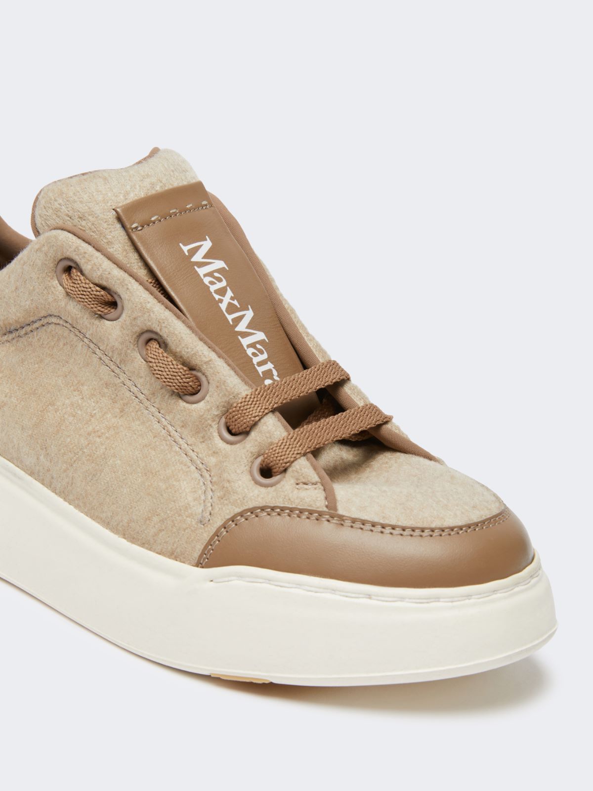 Sneakersy z hydrofobowego kaszmiru - BEŻOWY - Max Mara - 4