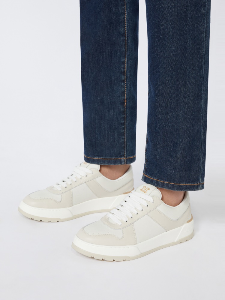 MaxMara Sale CHILL ロートップレザースニーカー♪ Leather low-top trainers, white | 