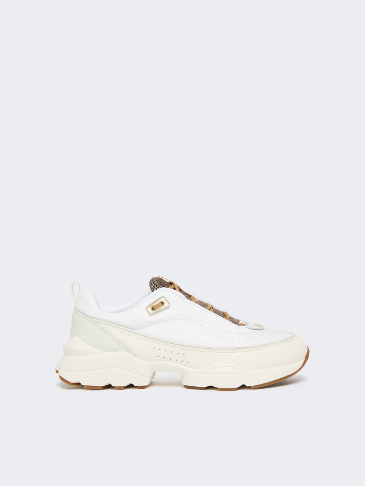 Running shoes in technical fabric and leather - OPTICAL WHITE - Max Mara
