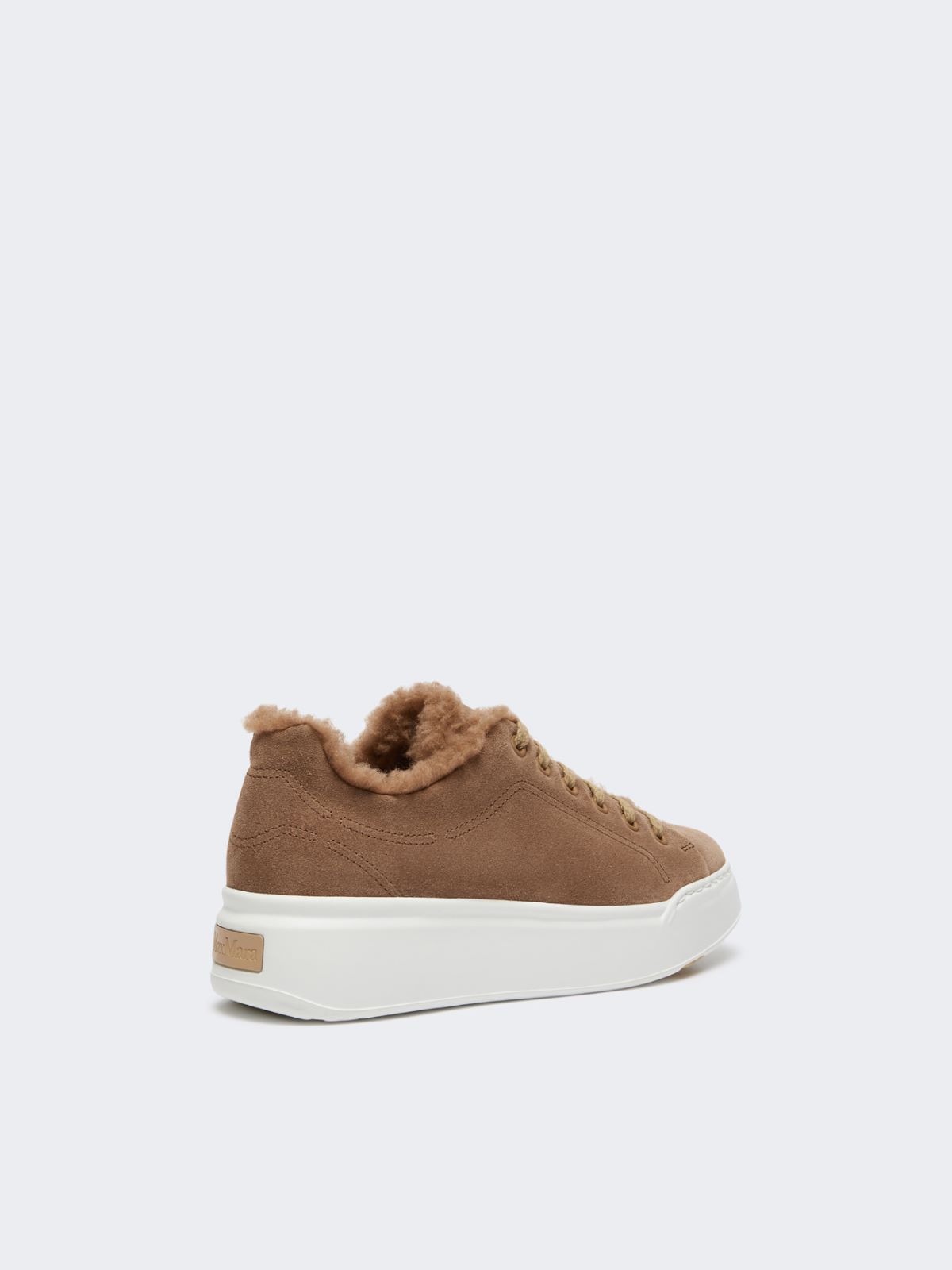 Suede and Teddy fabric trainers - HAZELNUT BROWN - Max Mara - 3